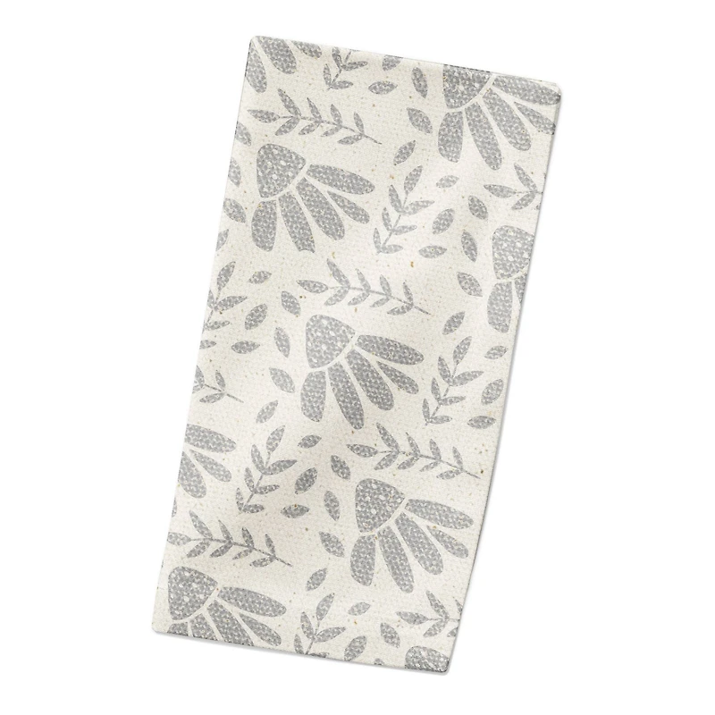 Simple Gray Florals 10" x 10" Cotton Twill Napkin