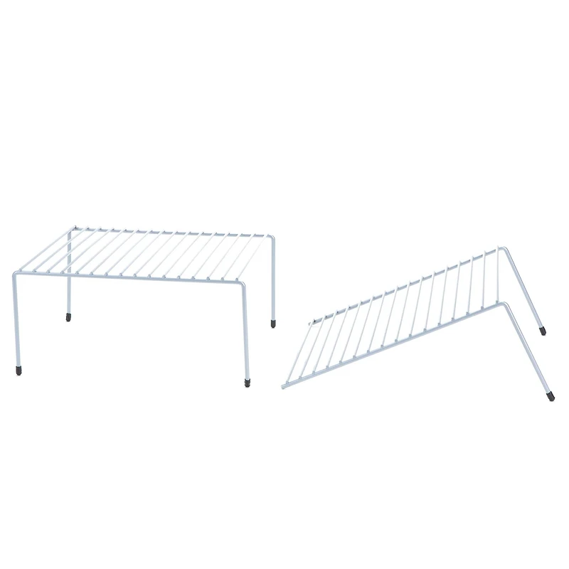 Mind Reader Silver Multi-Purpose Expandable Kitchen Counter & Cabinet Shelf Storage & Organization