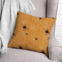 Orange Spider Web Pattern Throw Pillow