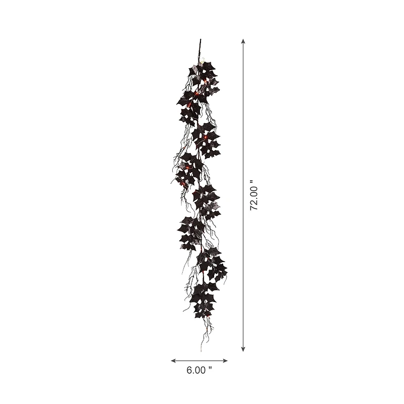 Glitzhome® 6ft. Lighted Halloween Bat Garland