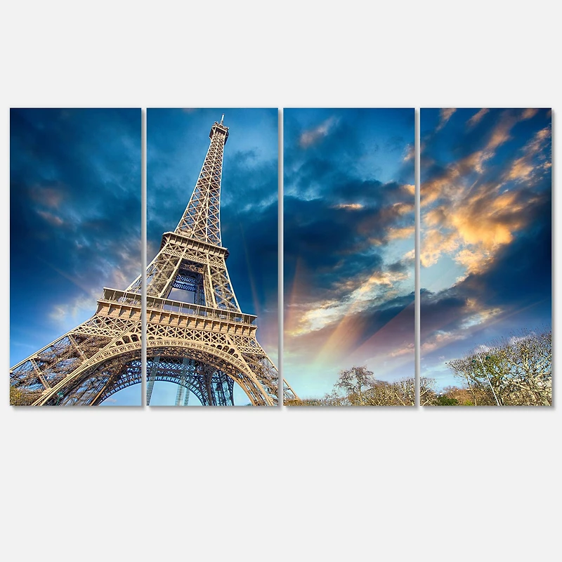 Designart - Beautiful View of Paris Paris Eiffel Towerunder Fiery Sky
