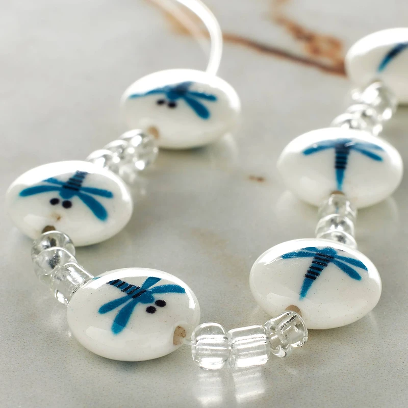 Small Dragonfly Lentil Glass Beads, 12mm by Bead Landing™