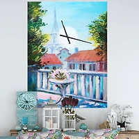 Designart 'Paris Eiffel Tower French Country Rectangular Wall Clock