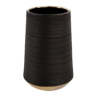 CosmoLiving by Cosmopolitan Set of 2 Black Porcelain Glam Vase, 5" x 8"