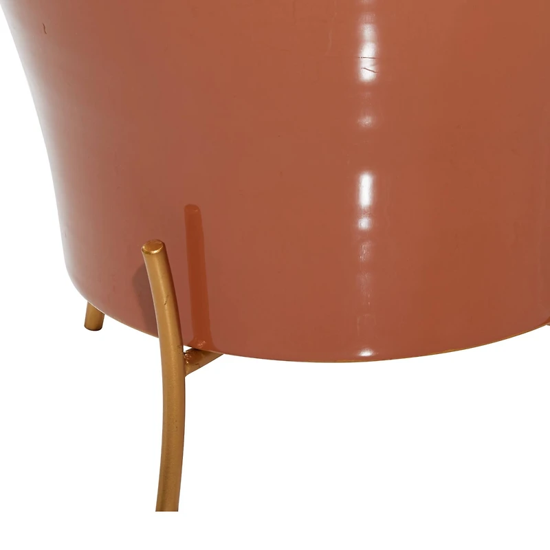 The Novogratz Orange Metal Farmhouse Planter Set, 9" & 12"