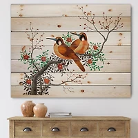 Designart - Two Chinese Birds On A Flowering Tree Branch