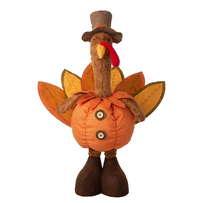 Glitzhome® Lighted Fabric Turkey Standing Décor with Telescoping Legs & Timer