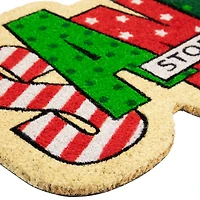Red and Green "Santa Stop Here" Outdoor Christmas Doormat 18" x 30"