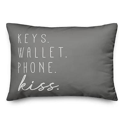 Keys Wallet Phone Kiss 20" x 14" Throw Pillow