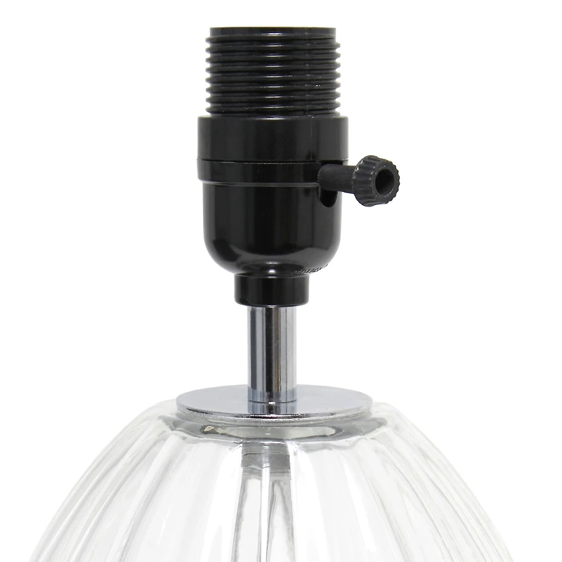 Lalia Home 18" Clear Fluted Glass Bedside Table Lamp with Gray Shade