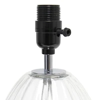 Lalia Home 18" Clear Fluted Glass Bedside Table Lamp with Gray Shade