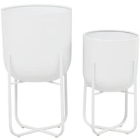 CosmoLiving by Cosmopolitan White Metal Planter with Removable Stand Set
