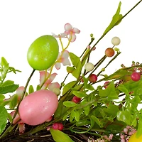 20" Pink & Green Easter Egg With Berry Floral Springtime Wreath