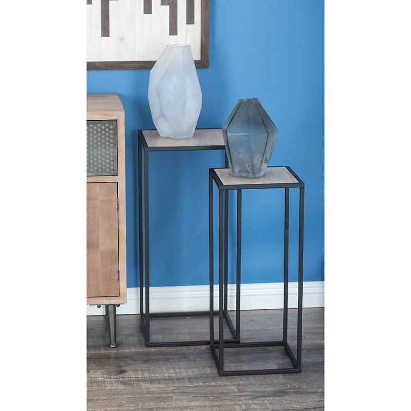 Black Metal Contemporary Accent Table Set
