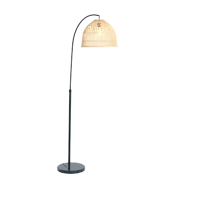 Hello Honey® Modern Boho Floor Lamp with Marble Base & Rattan Shade