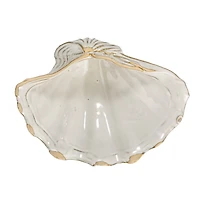 Hello Honey® 8" White Reactive Crackle Glaze Stoneware Shell Plates, 4ct.