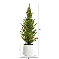 20" Cedar Pine with Pinecones Artificial Christmas Tree in Decorative Planter