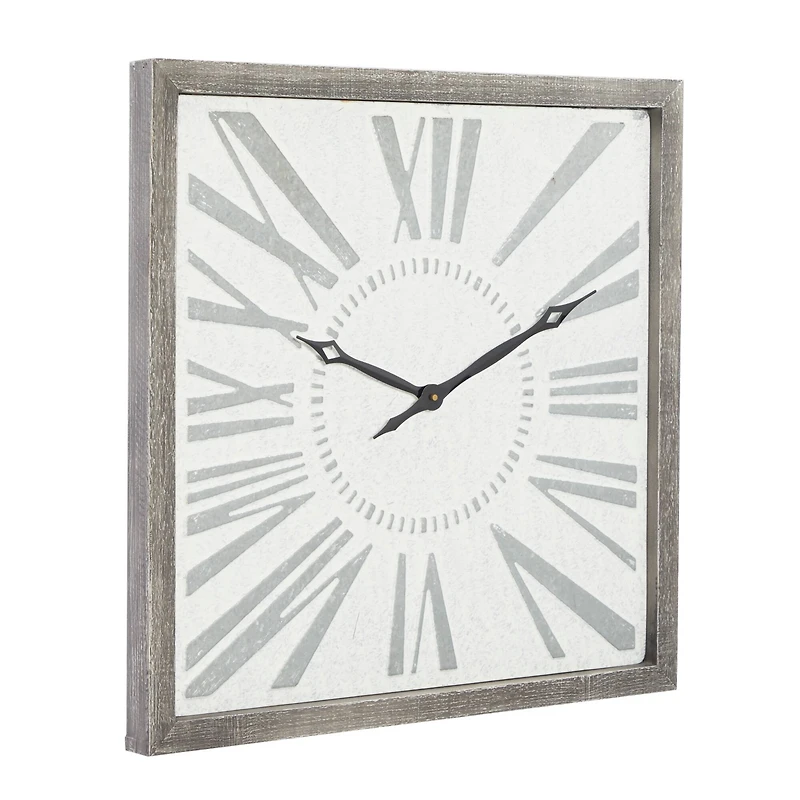Grey Farmhouse Metal Wall Clock, 25" x 25"