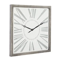 Grey Farmhouse Metal Wall Clock, 25" x 25"