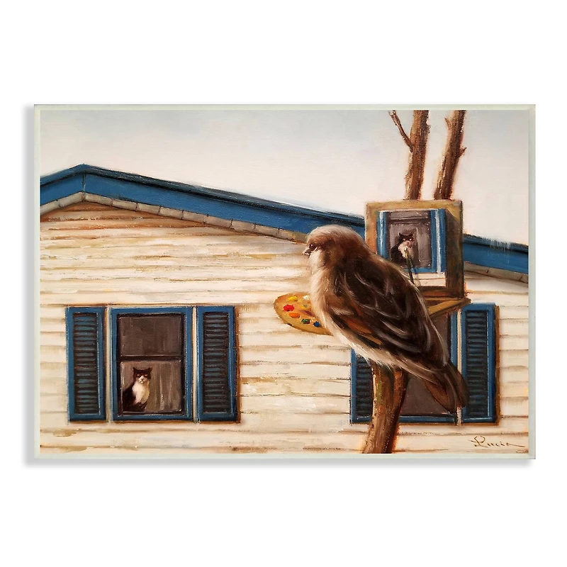 Stupell Industries Bird Paints Indoor Cat Wall Plaque