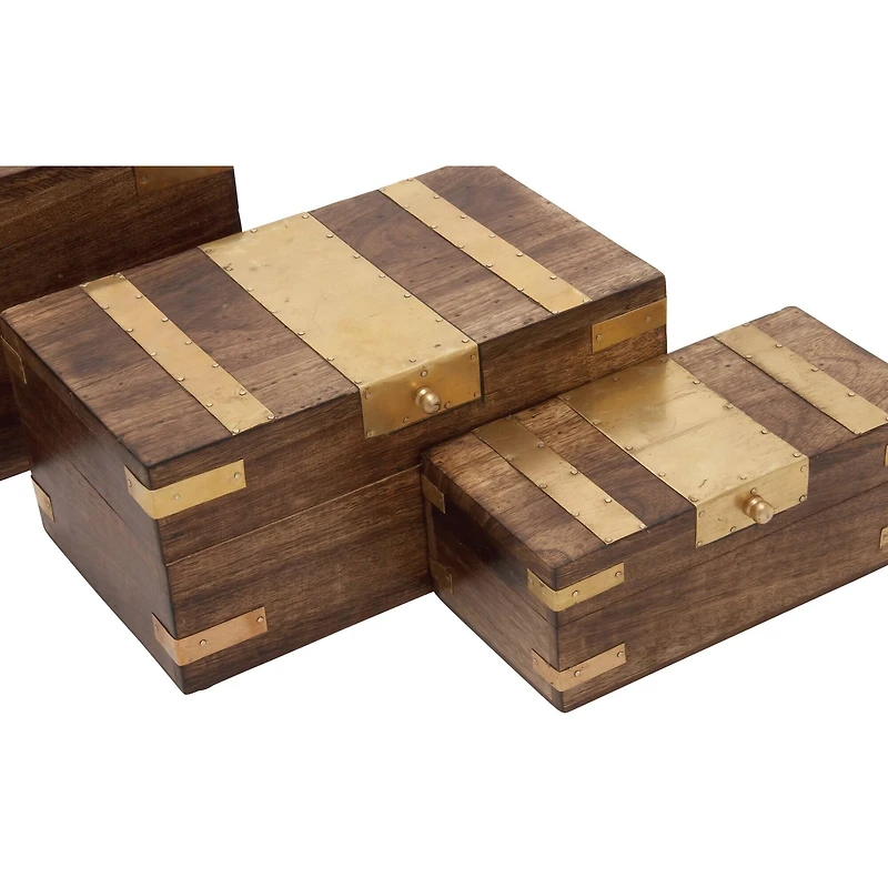 Brown Mango Wood Traditional Box Set