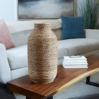 19" Brown Seagrass Handmade Wrapped Vase