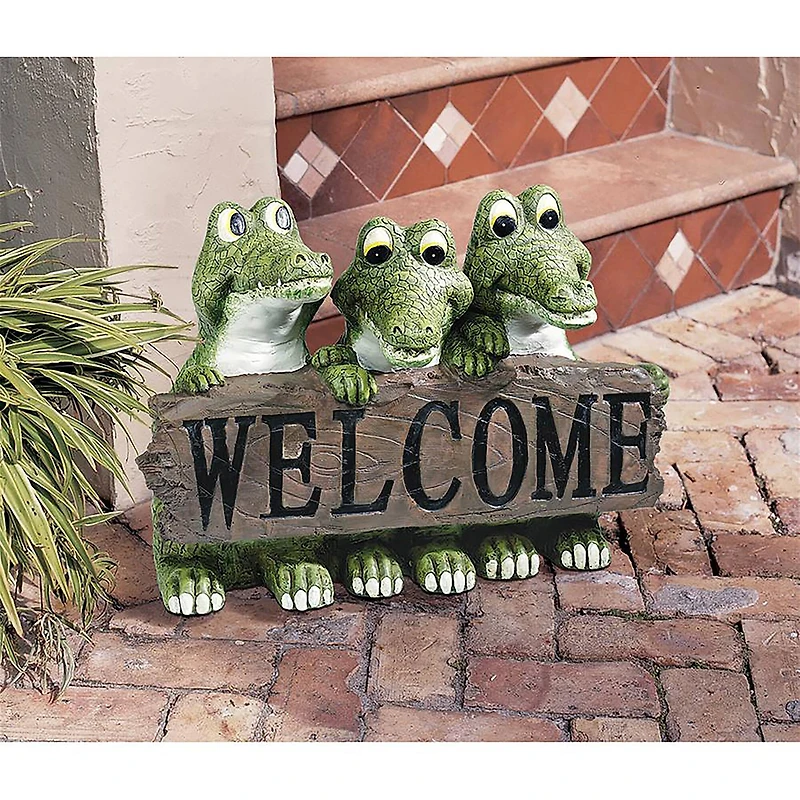 Design Toscano 11.5" Ragin' Cajun Crocodile Welcome Statue