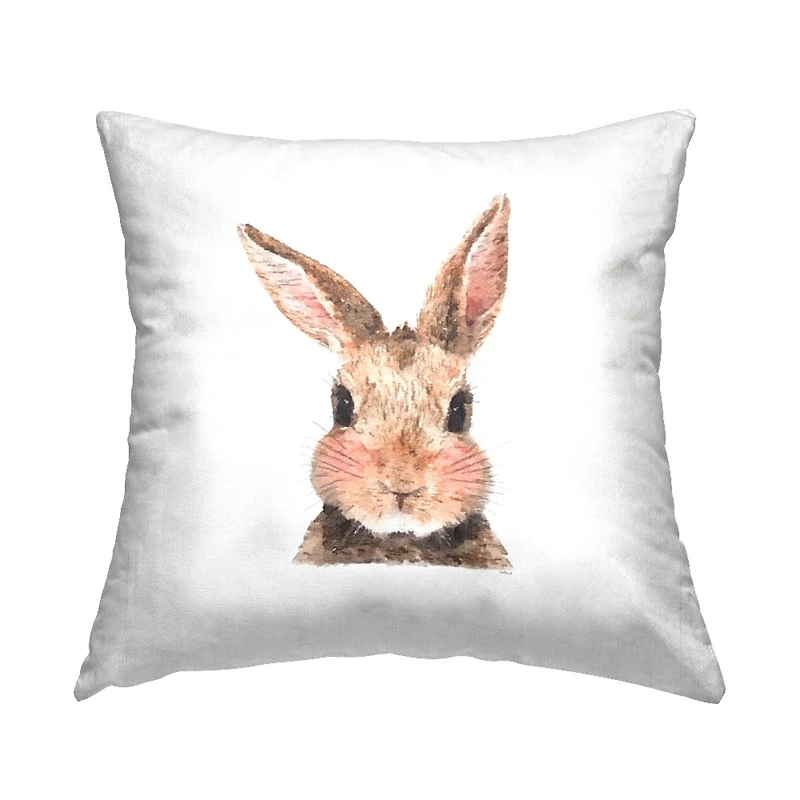 Stupell Industries Happy Rabbit Face Animal, Happy Rabbit Face Animal Decorative Printed Throw Pillow