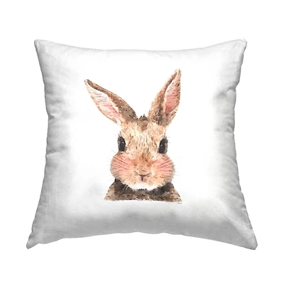 Stupell Industries Happy Rabbit Face Animal, Happy Rabbit Face Animal Decorative Printed Throw Pillow