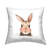 Stupell Industries Happy Rabbit Face Animal, Happy Rabbit Face Animal Decorative Printed Throw Pillow