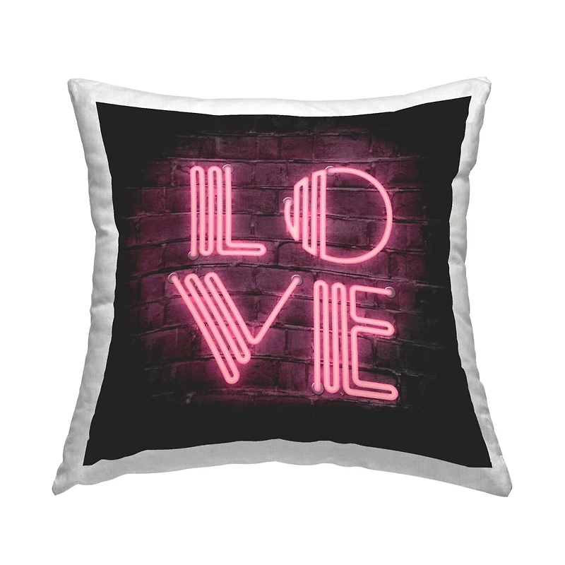 Stupell Industries Pink Love Letters Urban Neon Throw Pillow, 18" x 18"