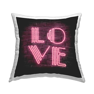Stupell Industries Pink Love Letters Urban Neon Throw Pillow, 18" x 18"