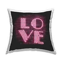 Stupell Industries Pink Love Letters Urban Neon Throw Pillow, 18" x 18"