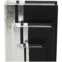 CosmoLiving by Cosmopolitan Silver Faux Leather Faux Book Box with Metallic Finish Set