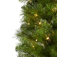 7ft. Pre-Lit Green Artificial Christmas Tree, Clear LED Lights