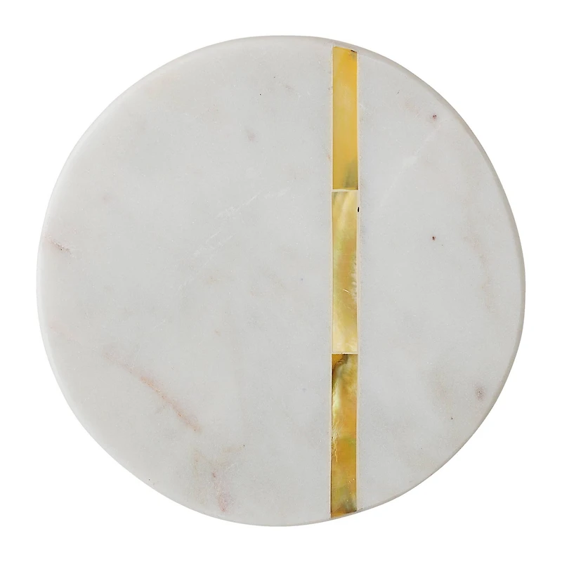Hello Honey® White Marble & Gold Metal Inlay Coaster Set