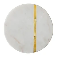 Hello Honey® White Marble & Gold Metal Inlay Coaster Set