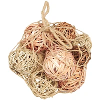 Light Brown Dried Plant Handmade Orbs & Vase Filler with Fishnet Bag Set