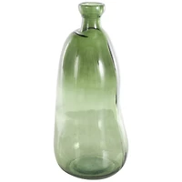 Green Recycled Glass Abstract Handmade Curved Ombre Spanish Bottle Vase