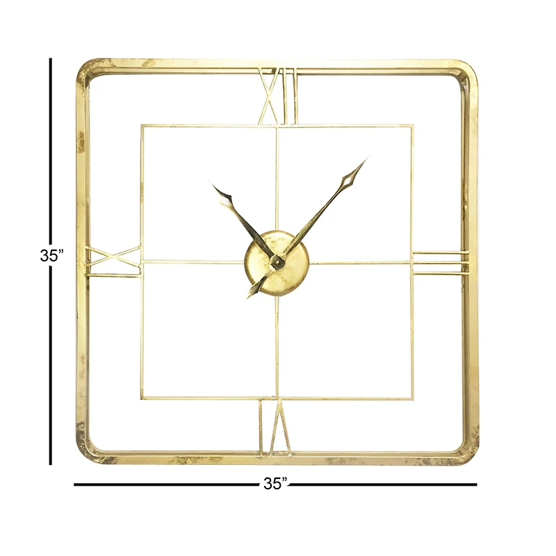 Gold Glam Metal Wall Clock, 36" x 36"
