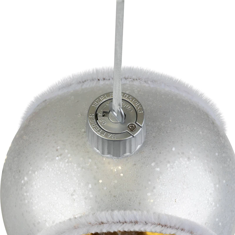 Silver And White Matte Cutout Owl Ball Ornament