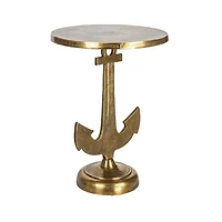 Hello Honey® 19" Round Gold Nautical Accent Table with Anchor Base