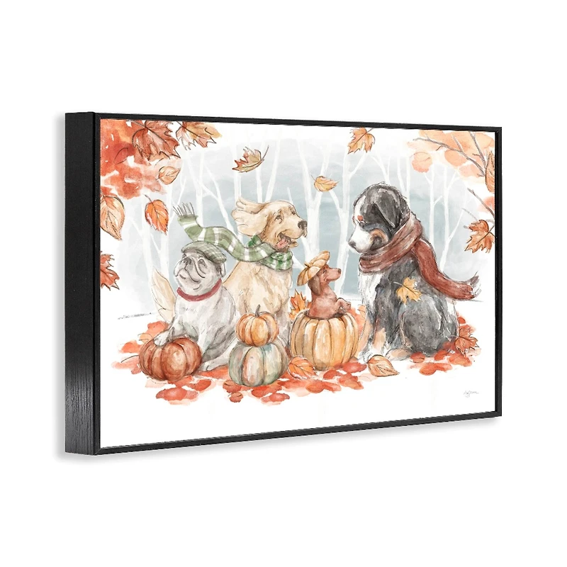 Stupell Industries Autumn Fun Dogs Framed Giclee Art