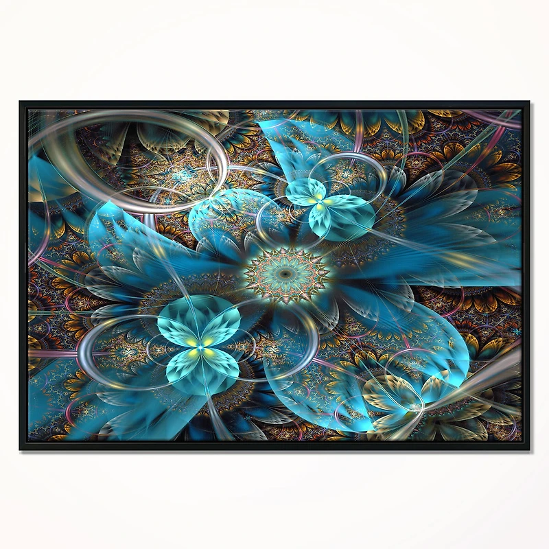 Designart - Fractal Blue Flowers