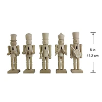 6" Musical 5 Piece DIY Pinewood Nutcracker Set by Make Market®