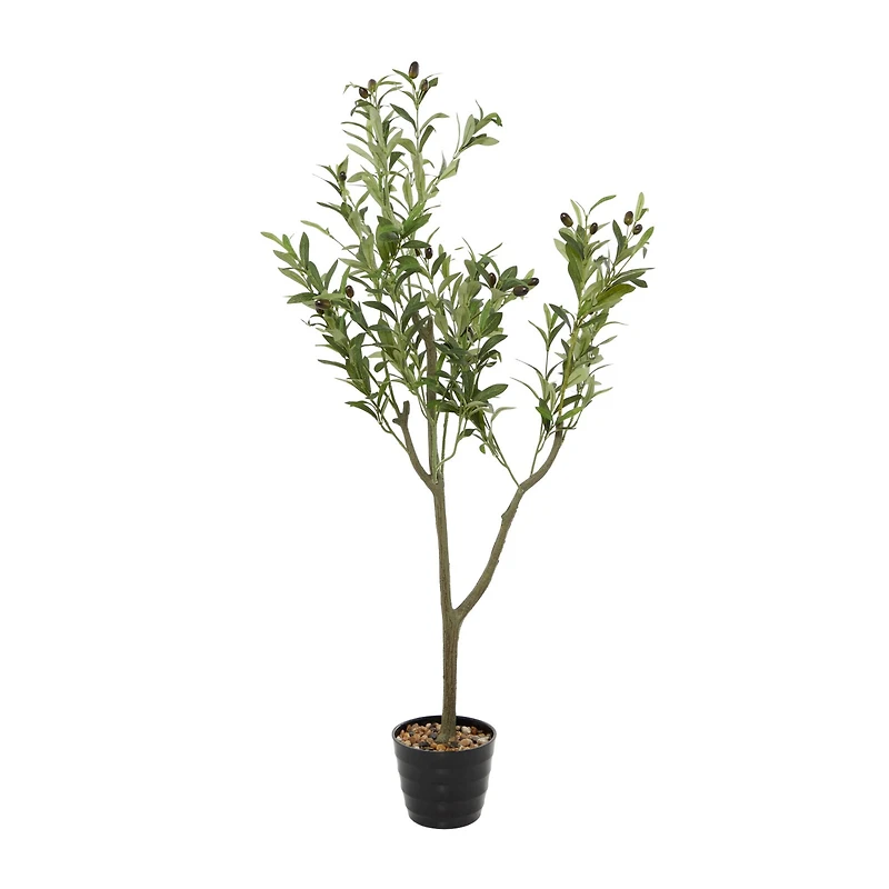4ft. Green Olive Faux Foliage Artificial Tree with Black Melamine Pot