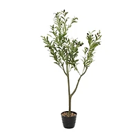 4ft. Green Olive Faux Foliage Artificial Tree with Black Melamine Pot