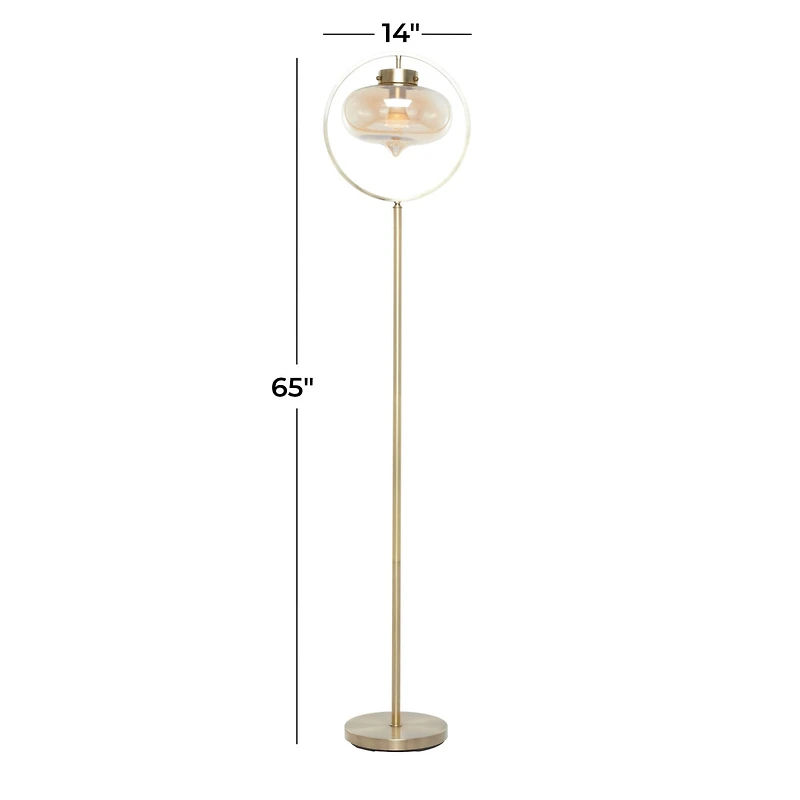 Gold Iron Contemporary Floor Lamp, 14" x 14" x 9"