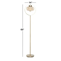 Gold Iron Contemporary Floor Lamp, 14" x 14" x 9"