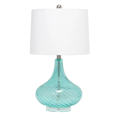 Lalia Home Classix 24" Blue Wavy Colored Glass Table Lamp
